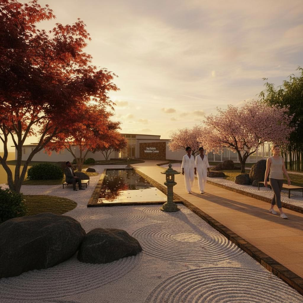 Garden terrace at golden hour